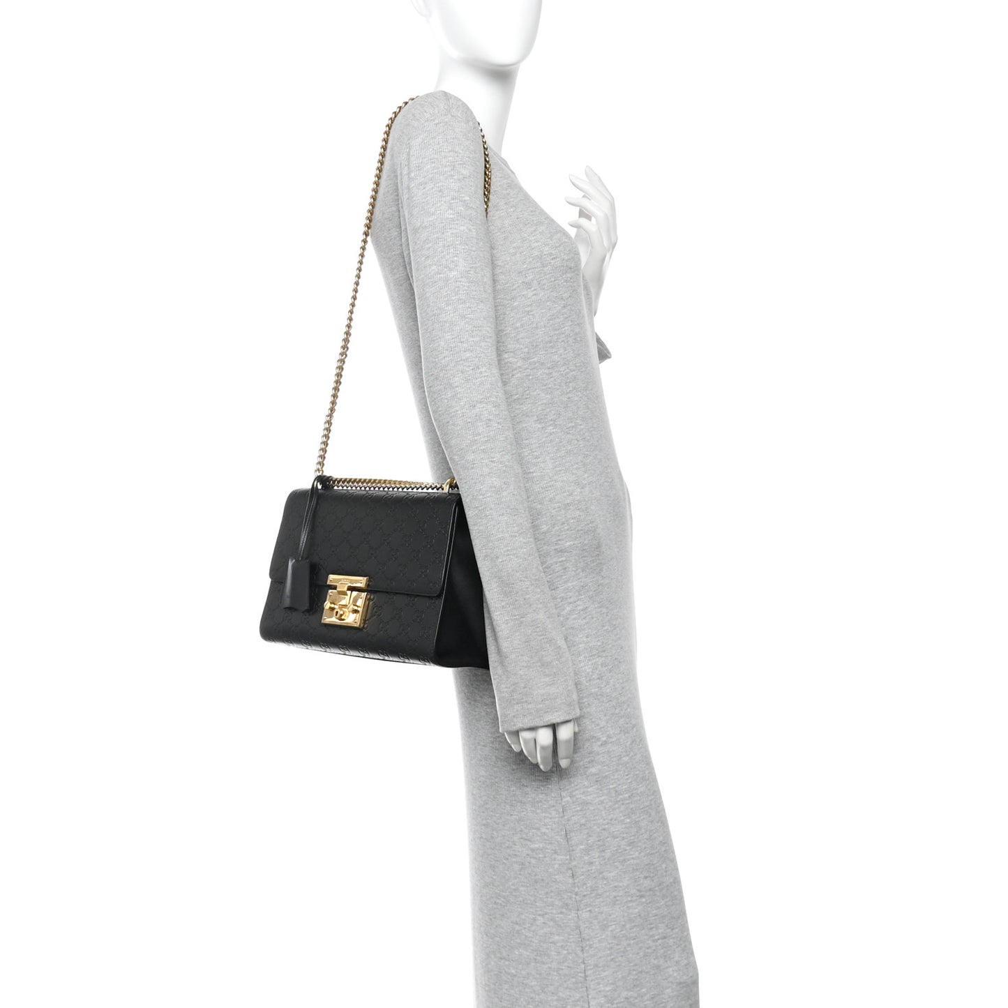 Guccissima Medium Padlock Shoulder Bag Black