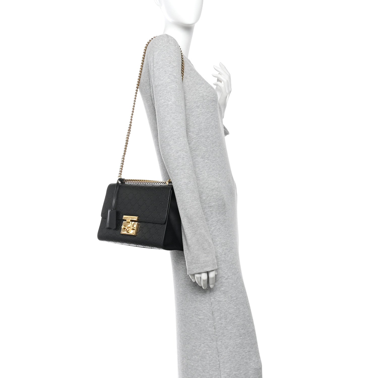 Gucci Guccissima Medium Padlock Shoulder Bag Black 2 of 10