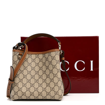 Gucci GG Supreme Monogram Emblem Small Shoulder Bag Beige Ebony Sundial 11 of 11