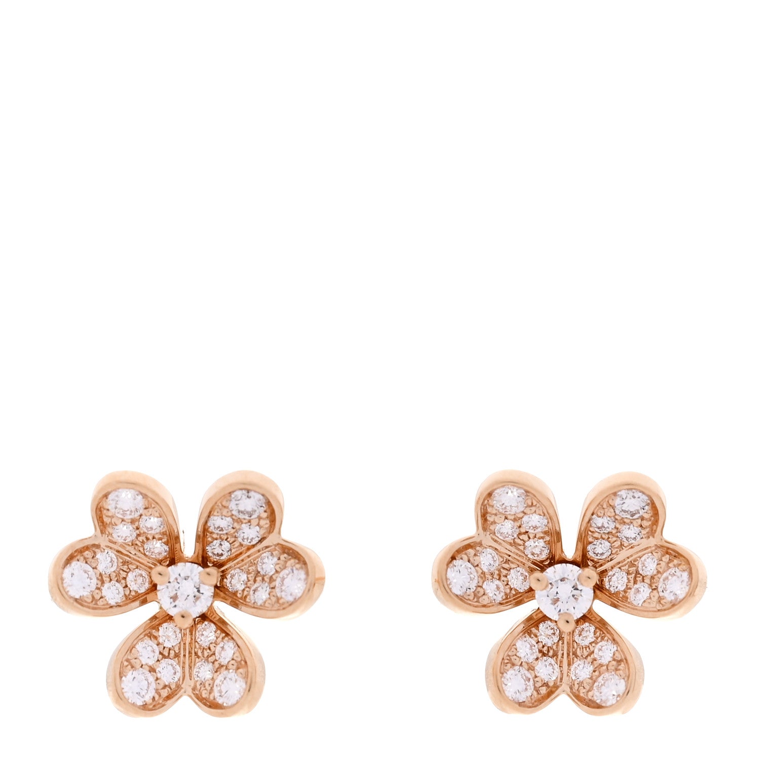 Van Cleef & Arpels 18K Rose Gold Diamond Mini Frivole Pave Earrings 1 of 5