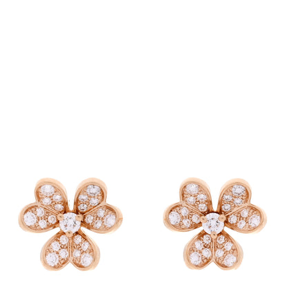 Van Cleef & Arpels 18K Rose Gold Diamond Mini Frivole Pave Earrings 1 of 5