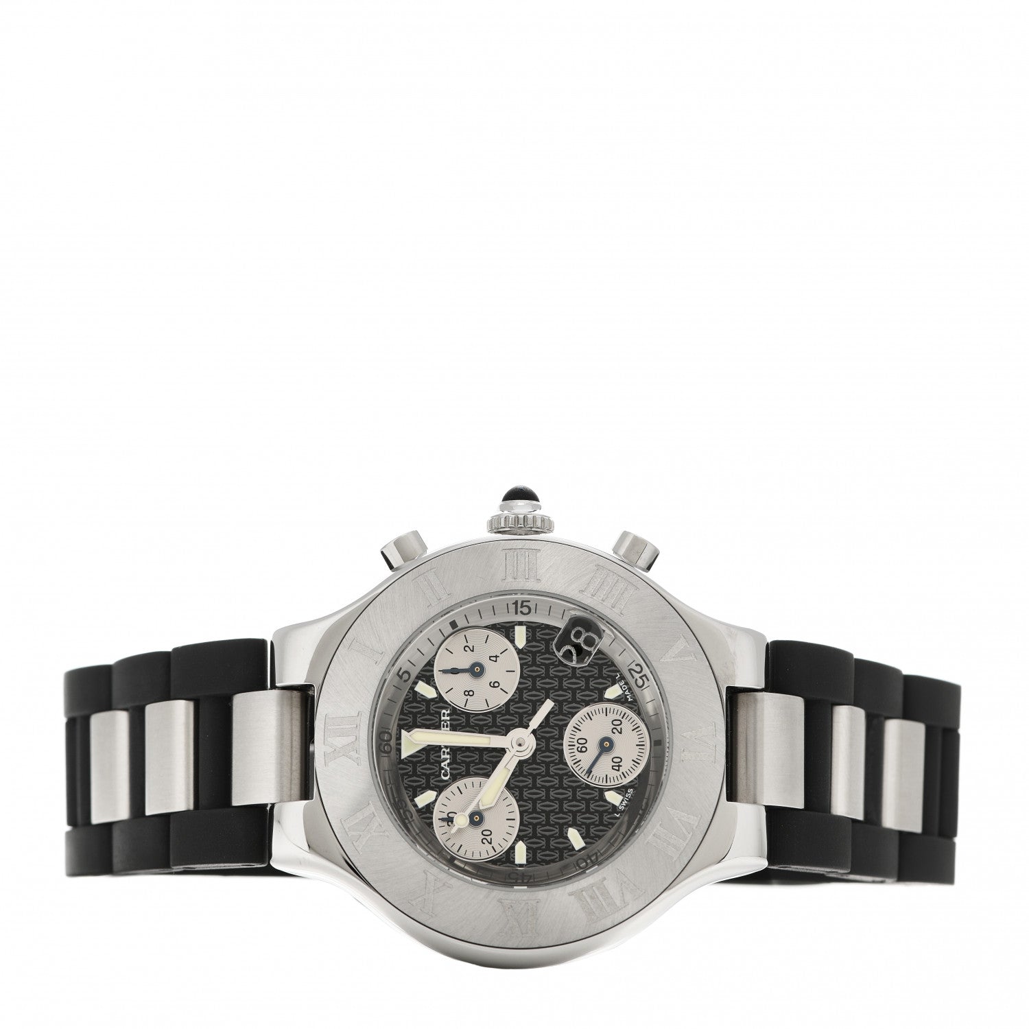 Cartier Stainless Steel Rubber 38mm Must 21 Chronoscaph Quartz Watch Black 2 of 4