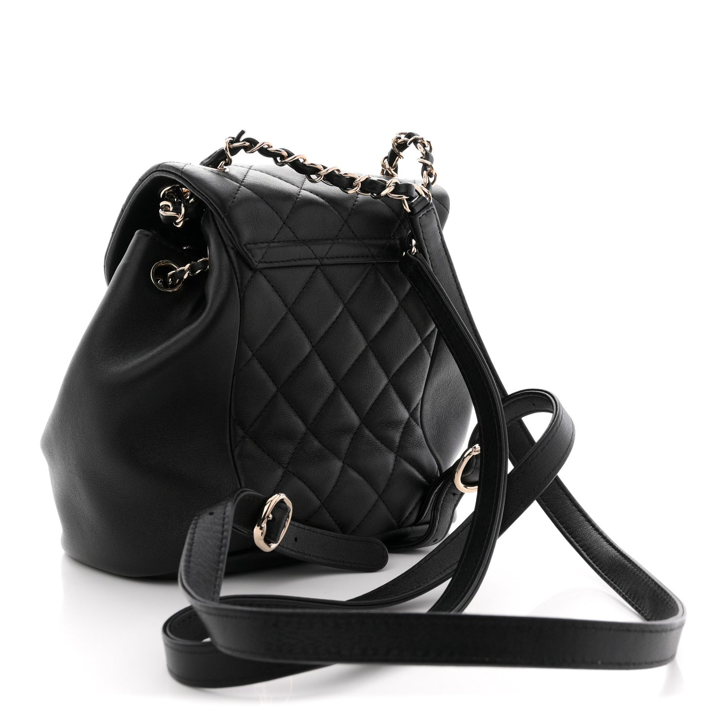 Lambskin Quilted Small Duma Drawstring Backpack Black