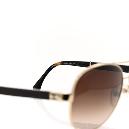Chanel Lambskin Quilted CC Aviator Sunglasses 4195-Q Brown Gold 5 of 7