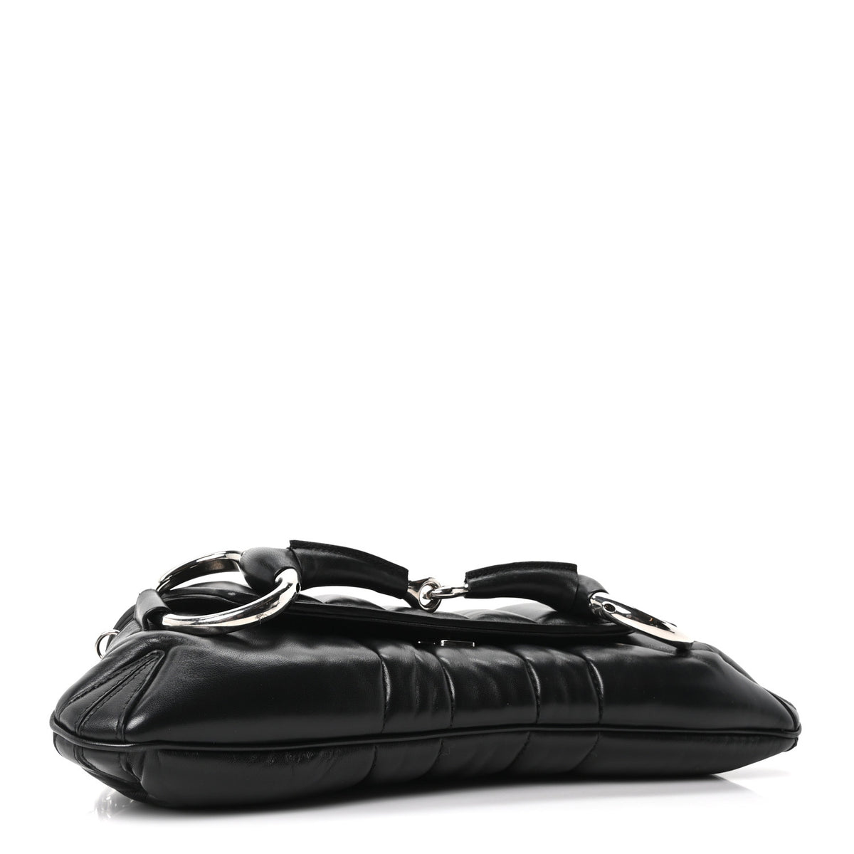 Nappa Vertical Matelasse Medium Maxi Horsebit Chain Shoulder Bag Black