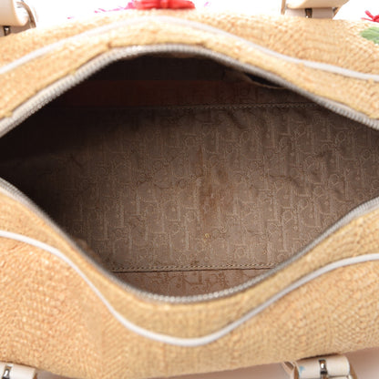 Christian Dior Straw Floral Satchel Multi 5 of 14