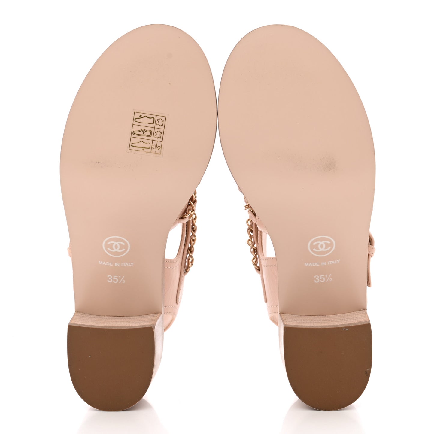 Calfskin Chain Sandals 35.5 Pink