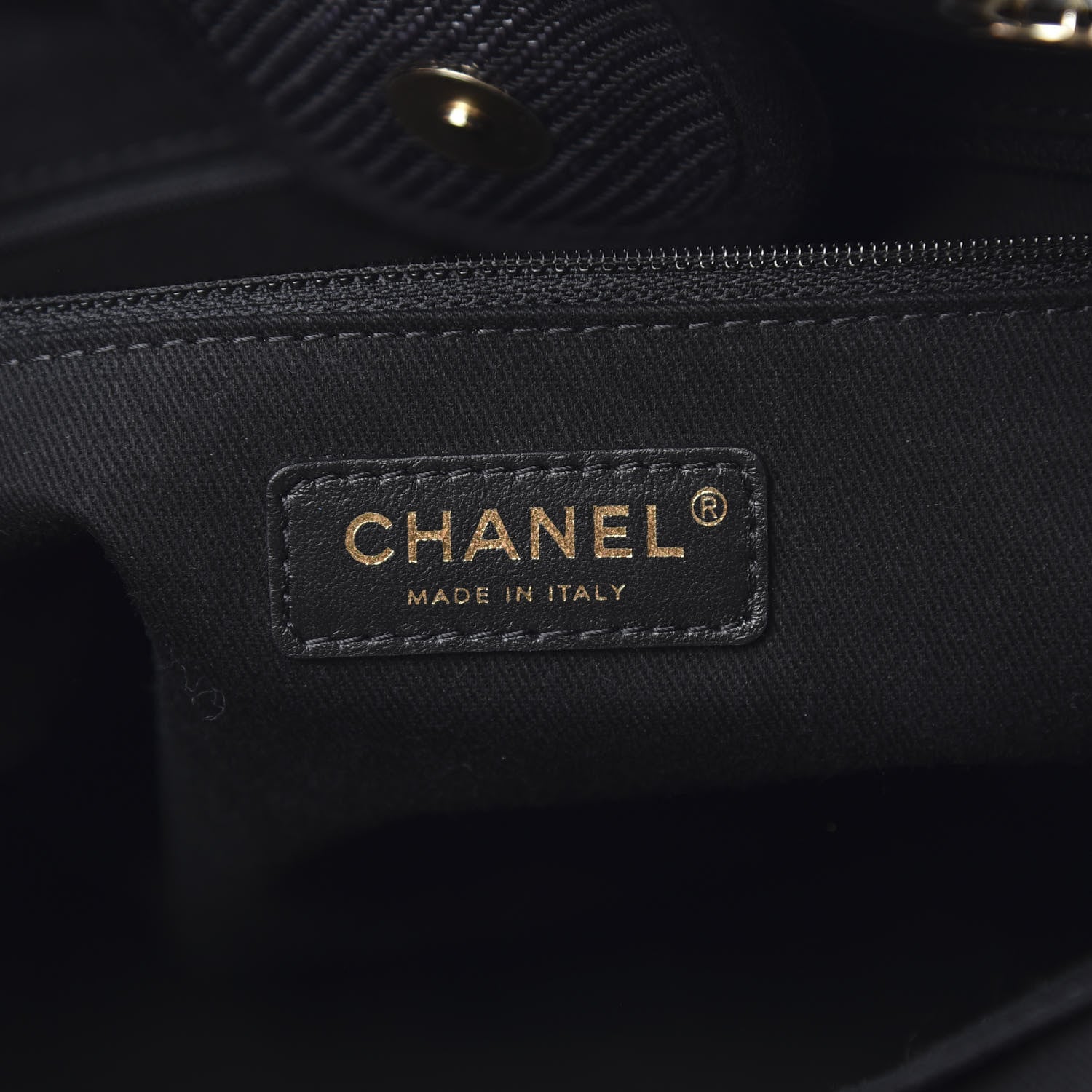 Chanel Mixed Fibers Calfskin Medium Deauville Tote Blue 6 of 10