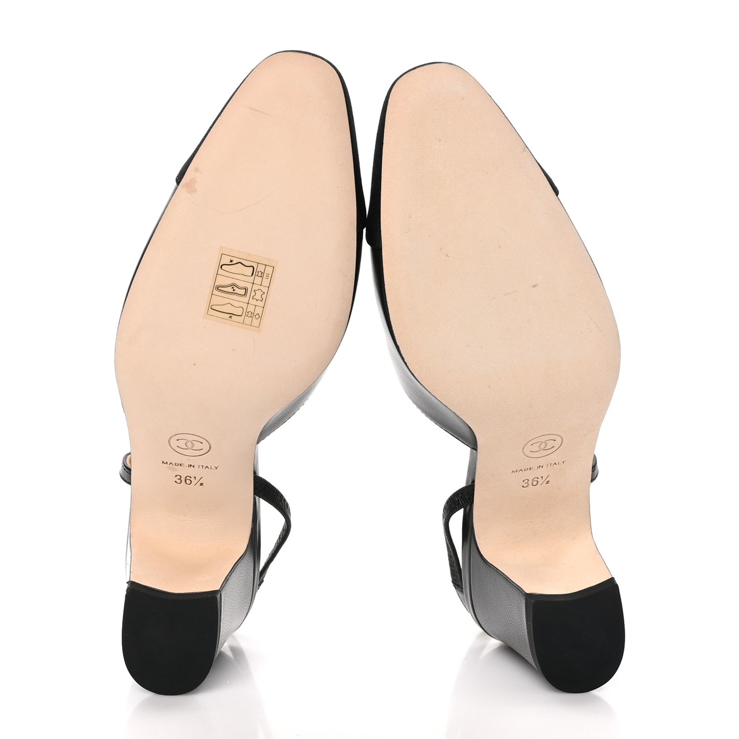 Goatskin Grosgrain Cap Toe CC Slingback Sandals 36.5 Black