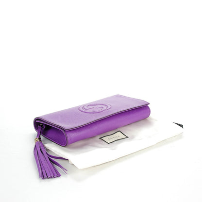 Gucci Pebbled Calfskin Medium Soho Clutch Shine Purple 4 of 7