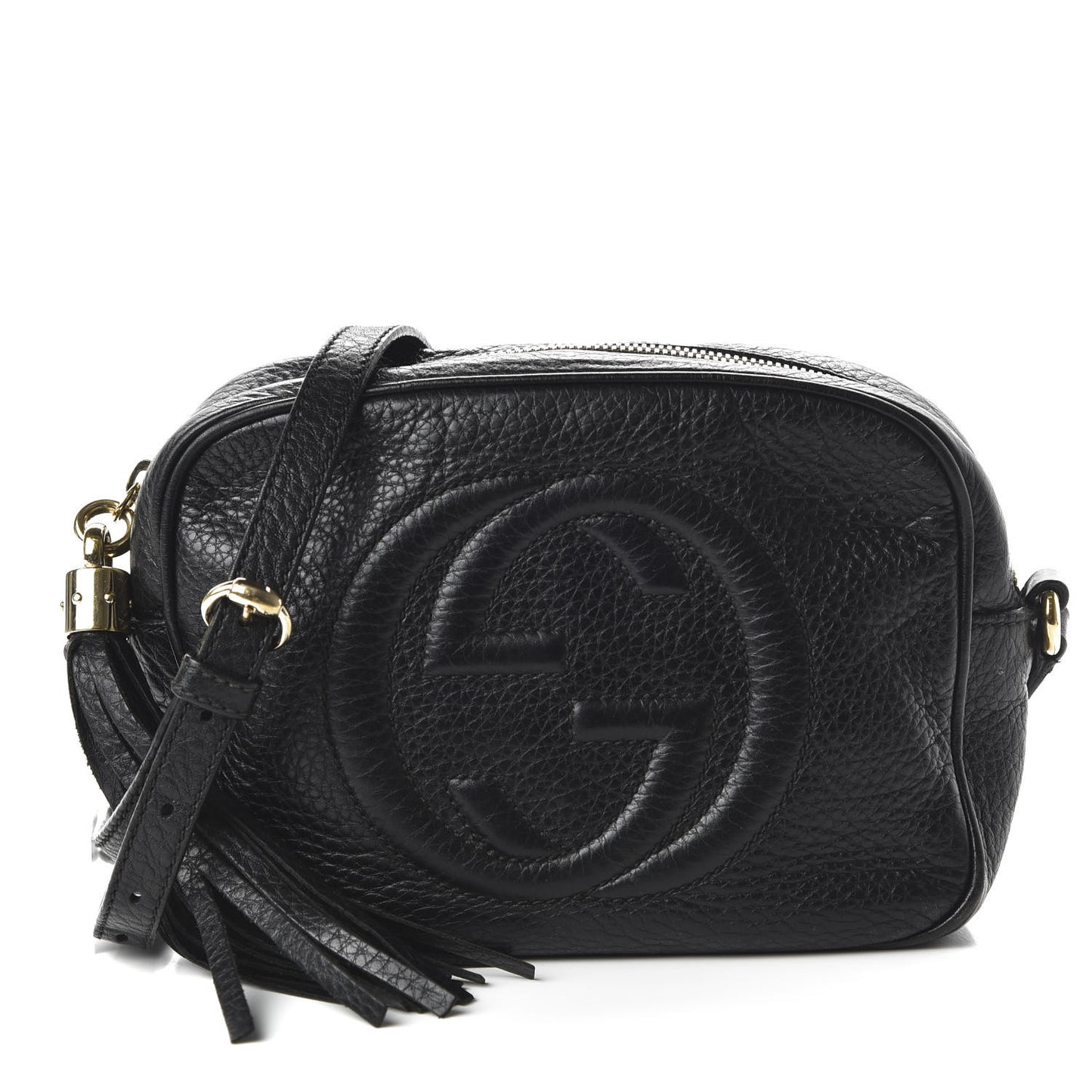 Pebbled Calfskin Small Soho Disco Bag Black