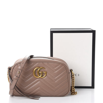 Gucci Calfskin Matelasse Small GG Marmont Chain Shoulder Bag Taupe 9 of 9