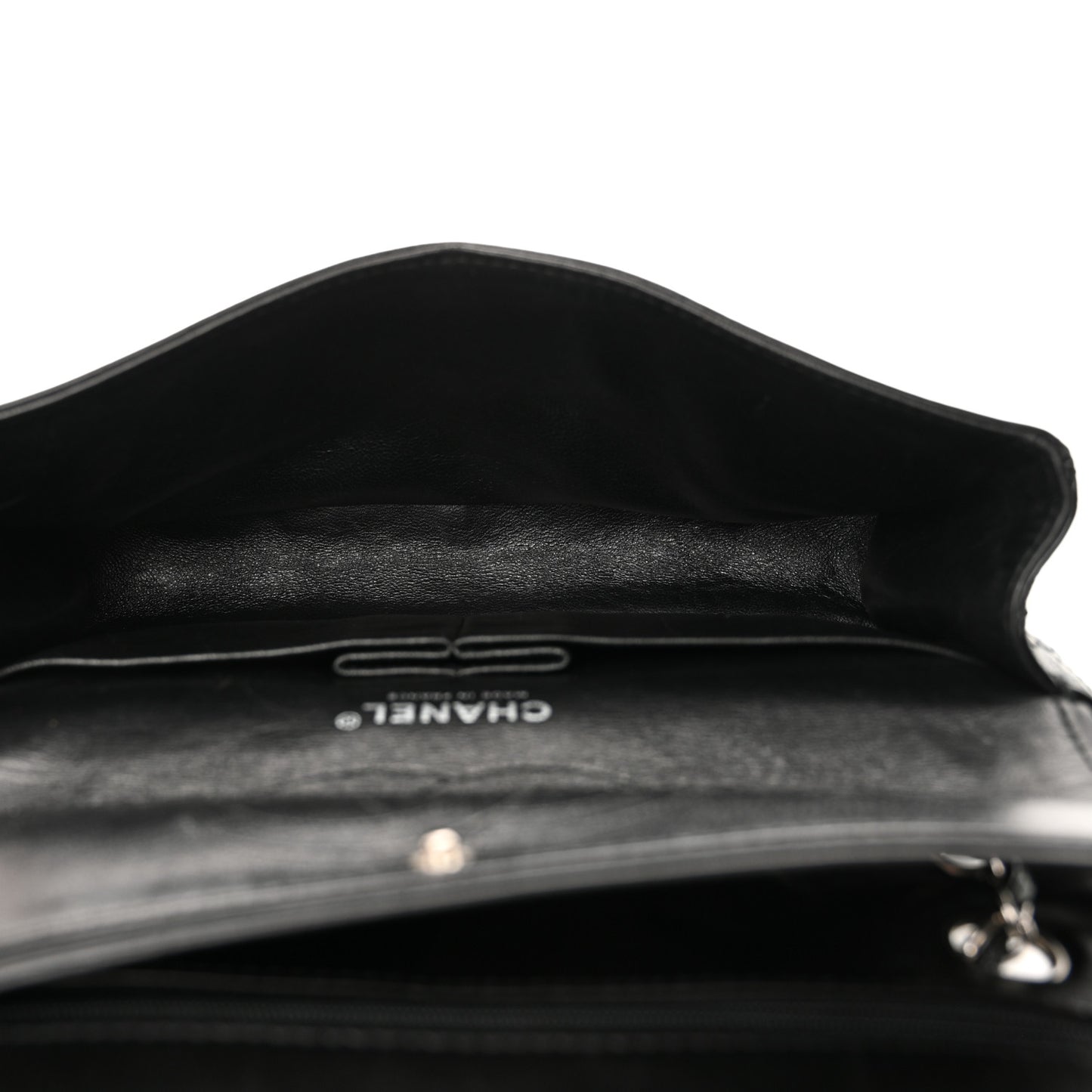 Patent Calfskin Quilted Medium Double Flap Black