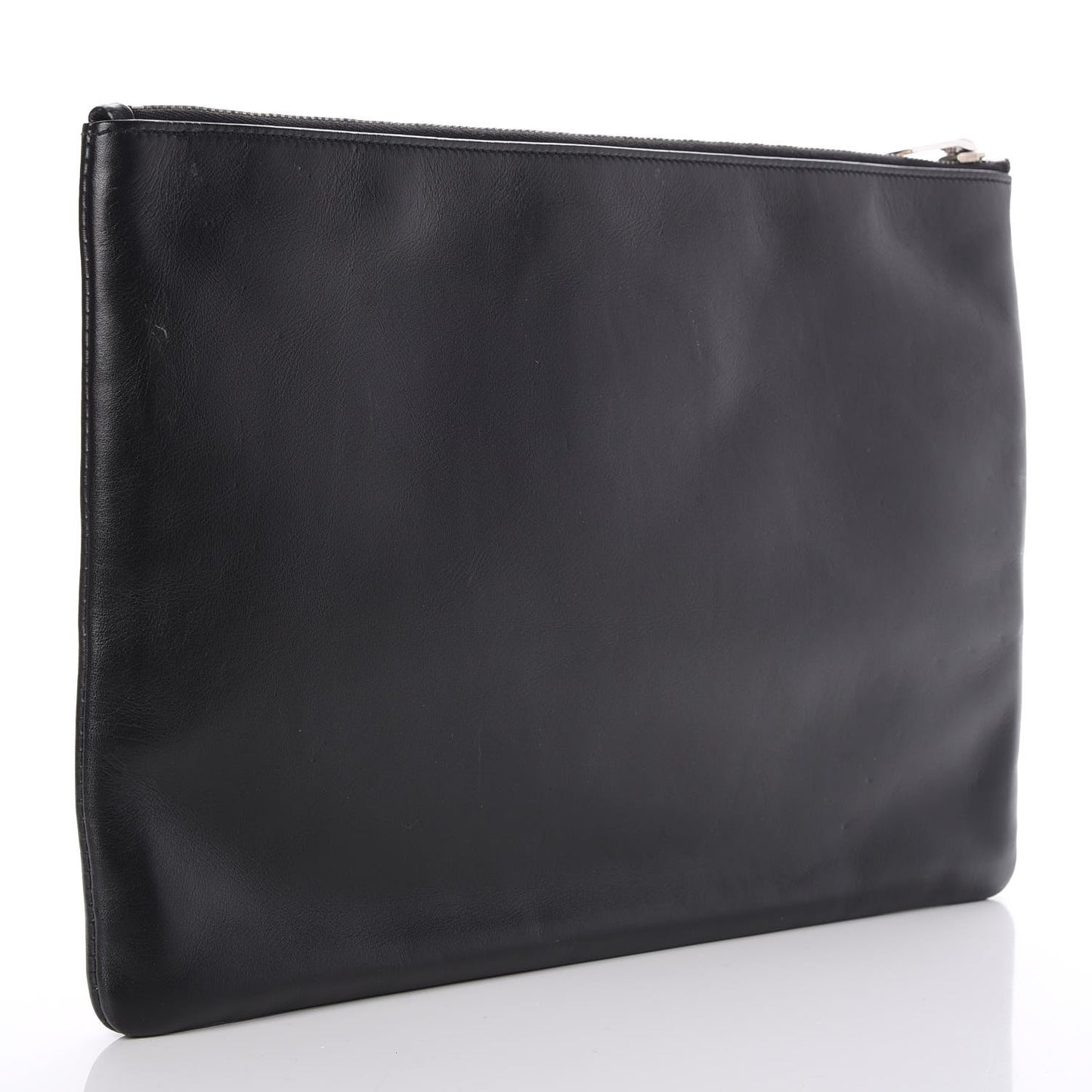 Calfskin Studded Letters Zipped Clutch Black