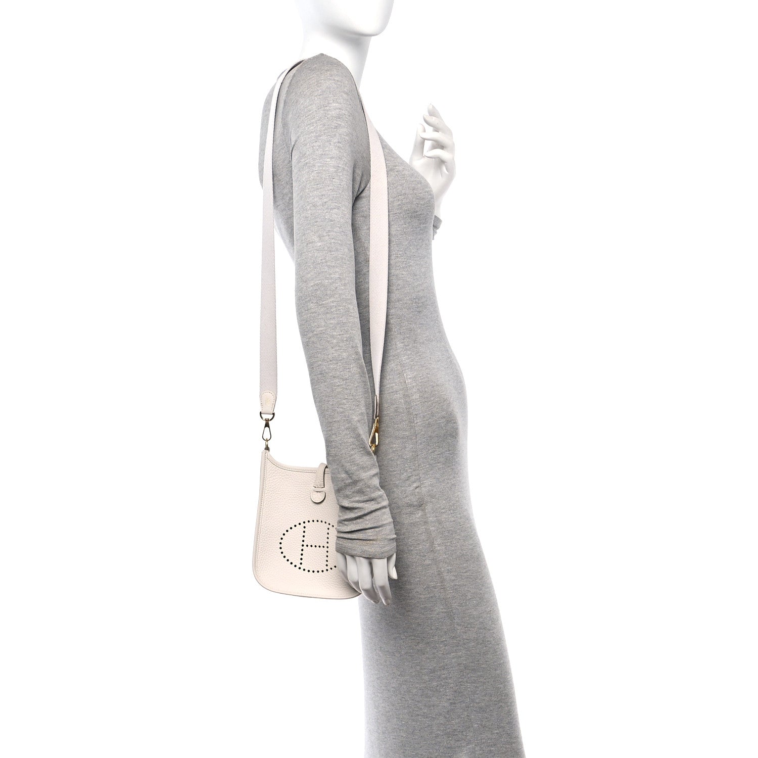 Hermes Taurillon Clemence Amazone Evelyne TPM Gris Pale 2 of 11