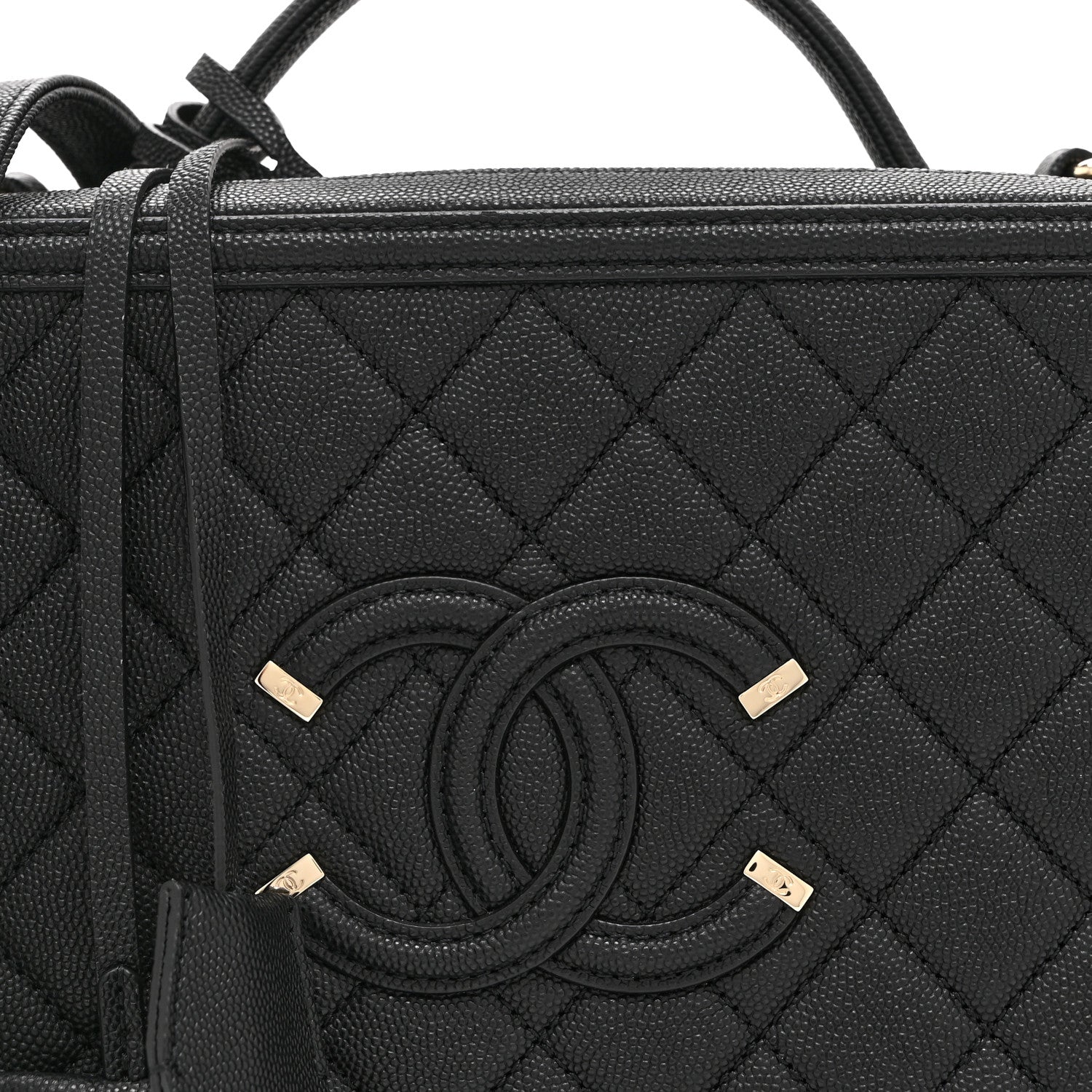 Chanel Caviar Quilted Large CC Filigree Vanity Case Black 10 of 12