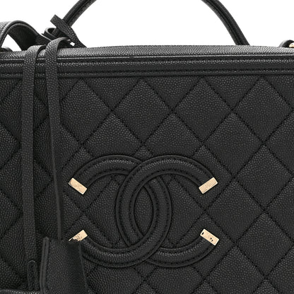Chanel Caviar Quilted Large CC Filigree Vanity Case Black 10 of 12