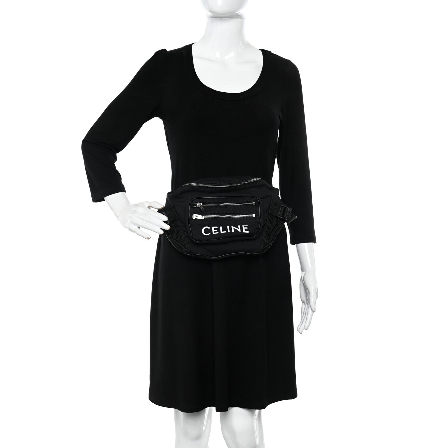 Celine Cotton Gabardine Logo Print Trekking Belt Bag Black 2 of 9