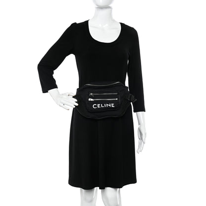 Celine Cotton Gabardine Logo Print Trekking Belt Bag Black 2 of 9