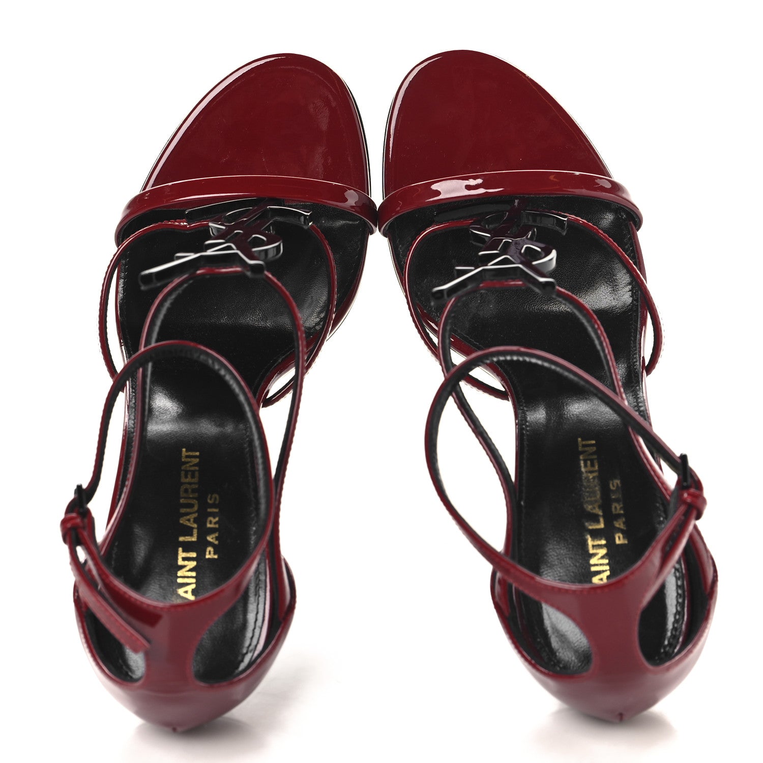 Saint Laurent Patent Calfskin Cassandra 100 Sandals 37.5 Red Laquer 2 of 9