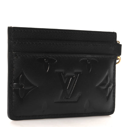 Louis Vuitton Lambskin Embossed Monogram LV Charms Porte Coussin Card Holder Black 3 of 7