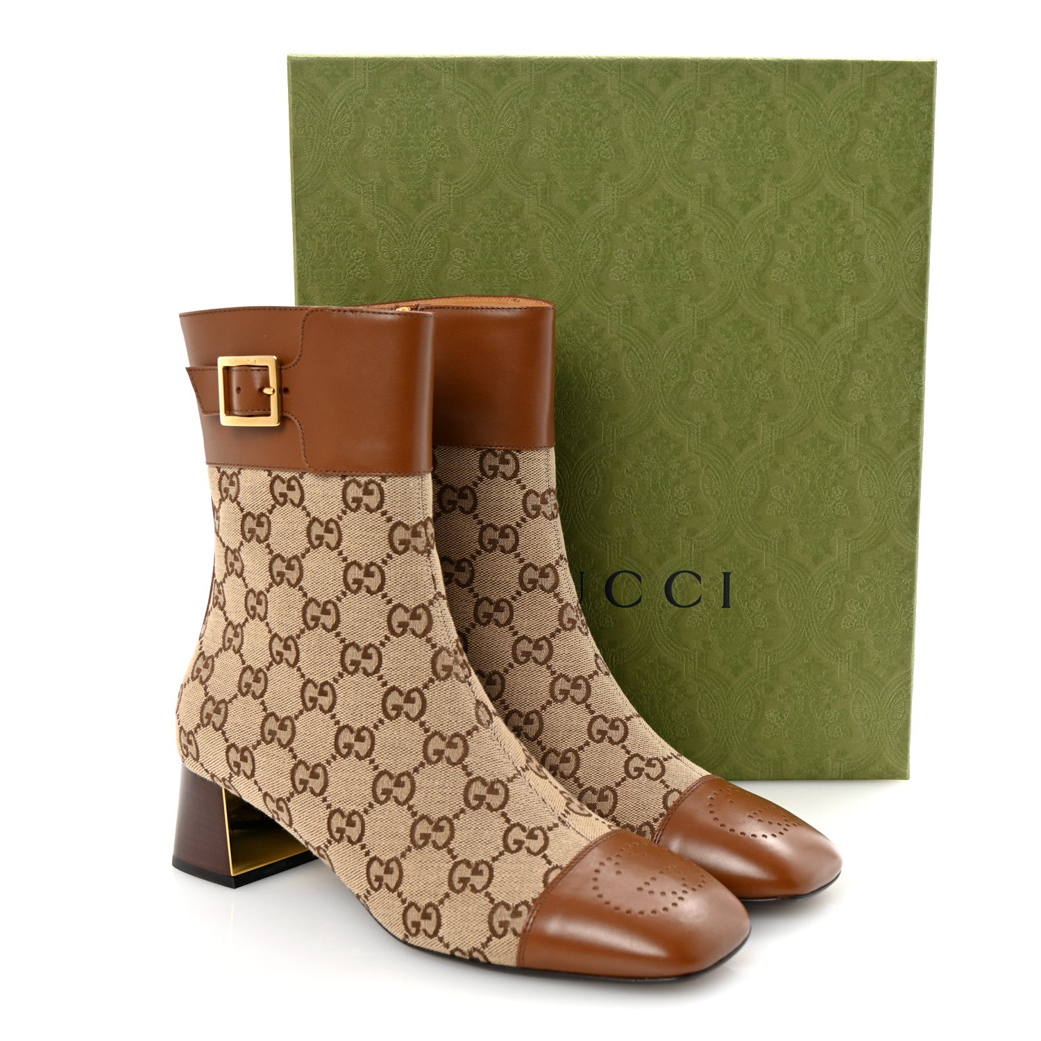 Gucci Monogram Cordovan Lux GG Ankle Boots 40 Beige Cuir 10 of 10