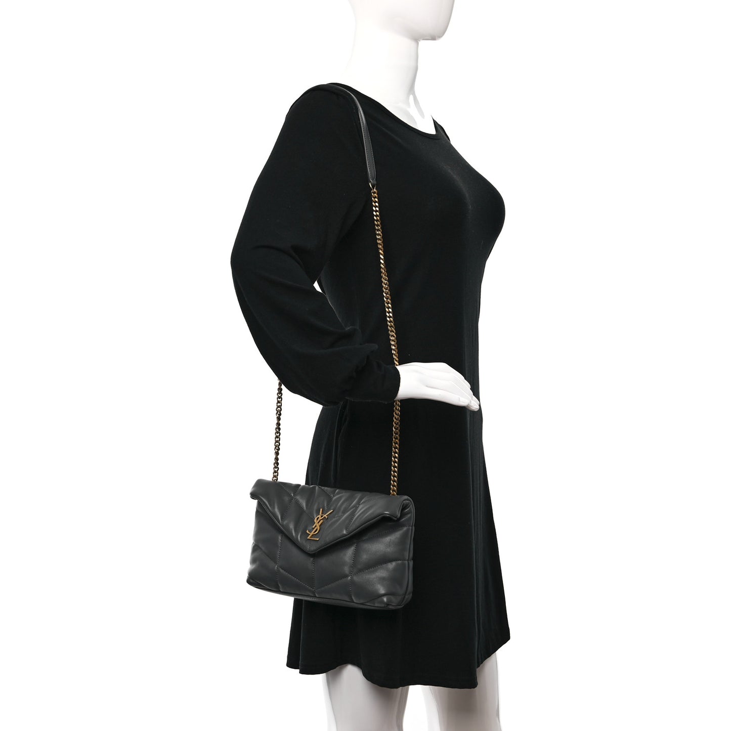 Lambskin Quilted Toy Loulou Puffer Monogram Chain Satchel Storm