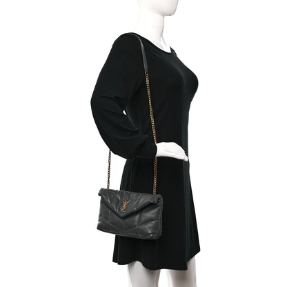 Saint Laurent Lambskin Quilted Toy Loulou Puffer Monogram Chain Satchel Storm 3 of 9