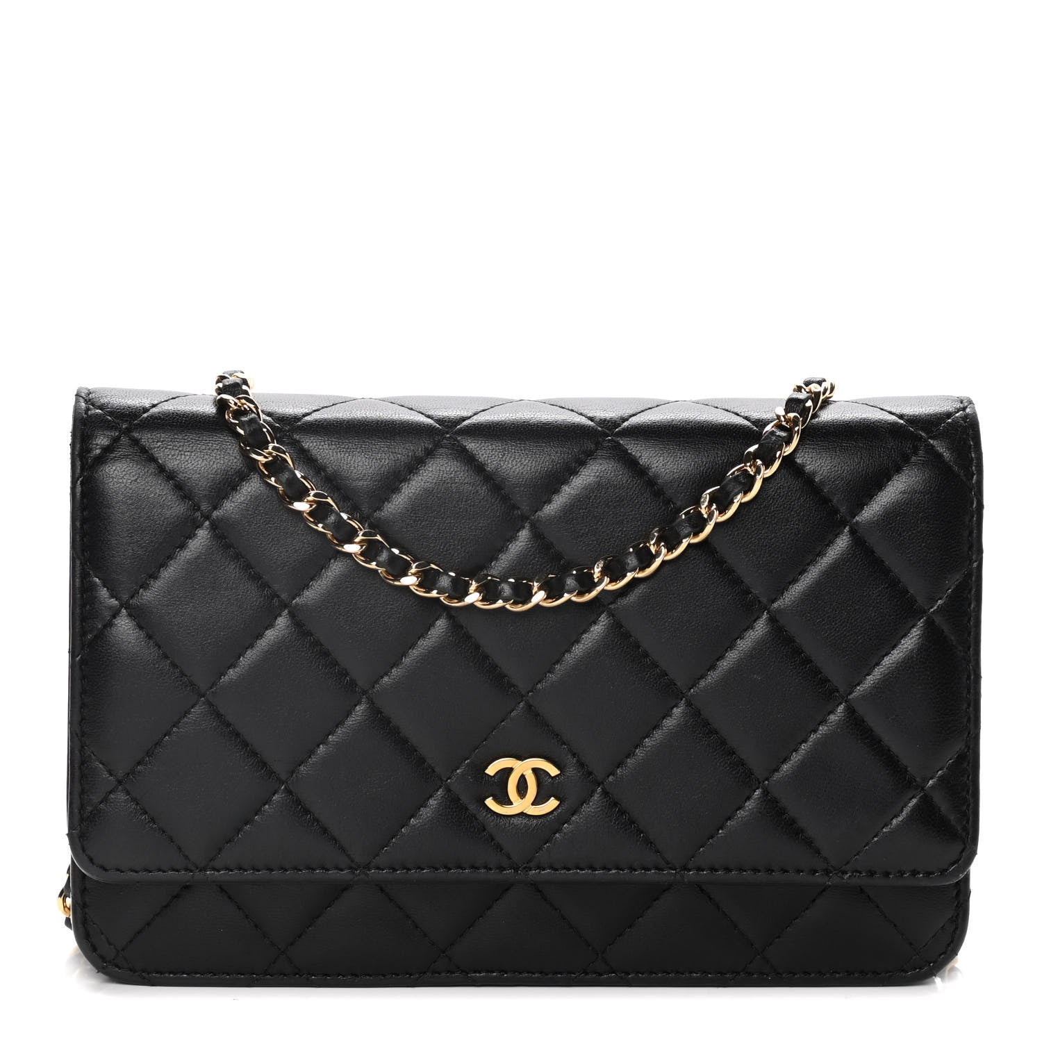 Chanel Lambskin Quilted Wallet On Chain WOC Black 1 of 20