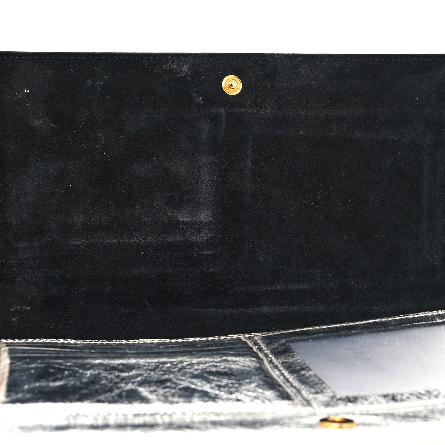 Metallic Crinkled Calfskin Belle de Jour Chain Clutch Silver