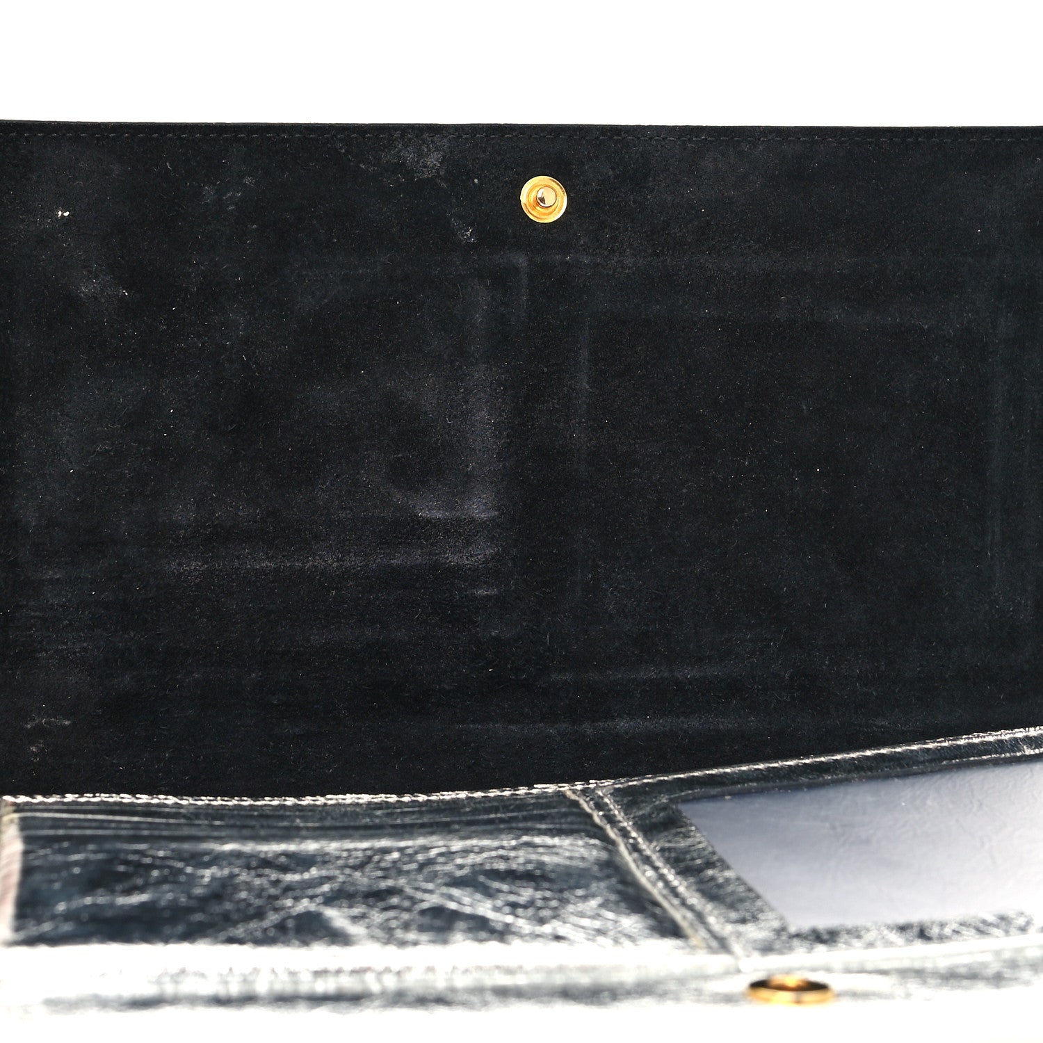 Saint Laurent Metallic Crinkled Calfskin Belle de Jour Chain Clutch Silver 13 of 16