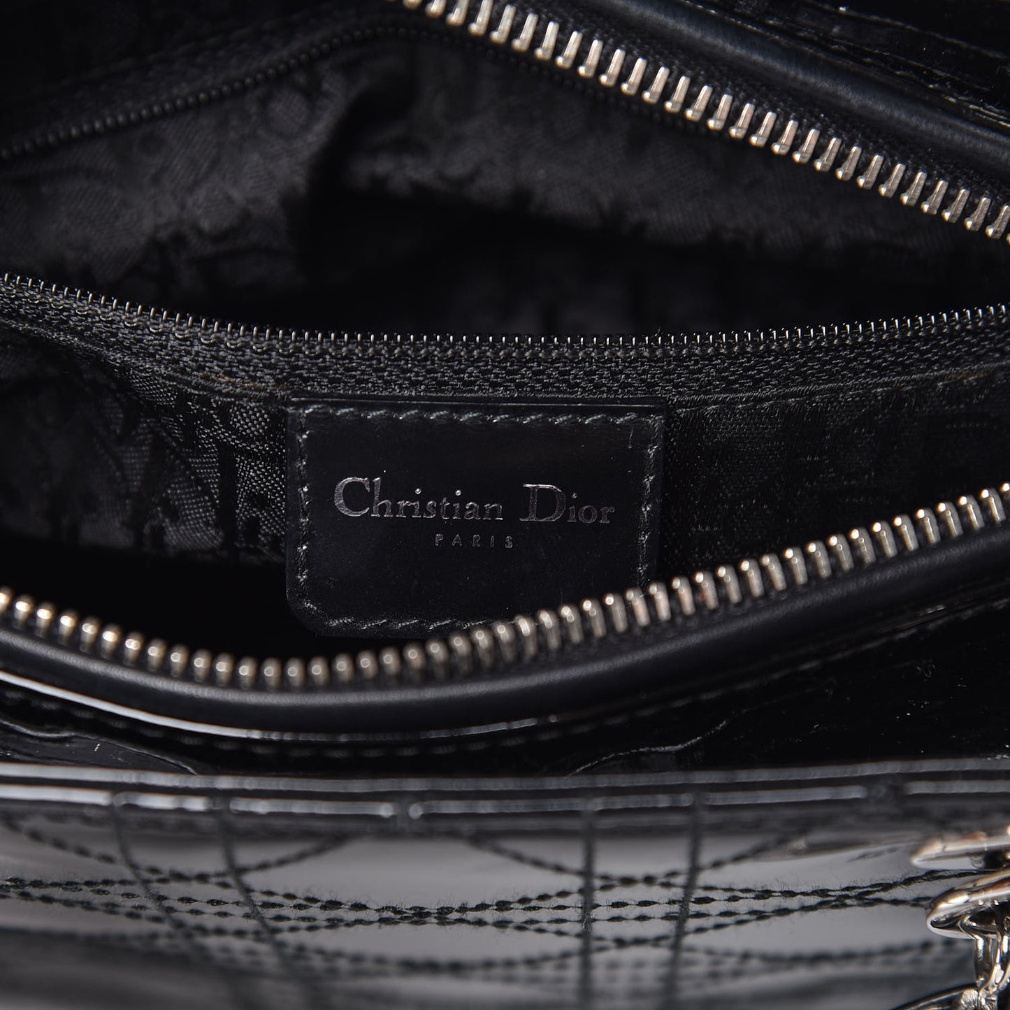 Patent Cannage Medium Lady Dior Black
