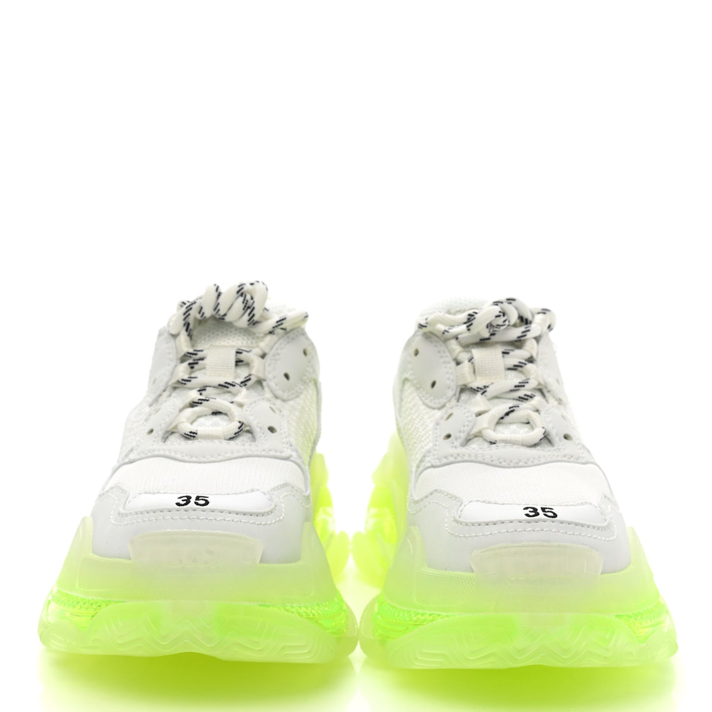 Fabric Mesh Clear Sole Fluo Womens Triple S Sneakers 35 White Fluo Yellow