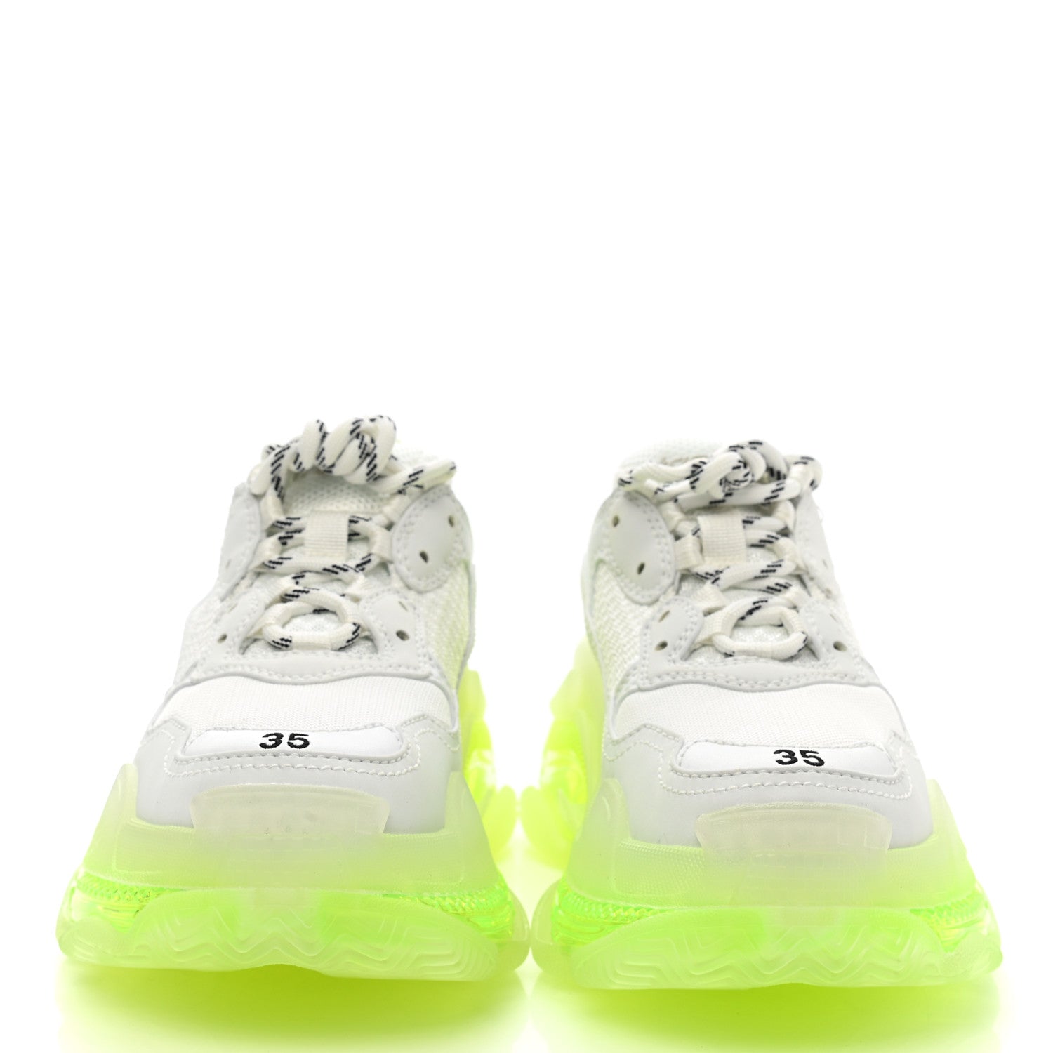 Balenciaga Fabric Mesh Clear Sole Fluo Womens Triple S Sneakers 35 White Fluo Yellow 2 of 10