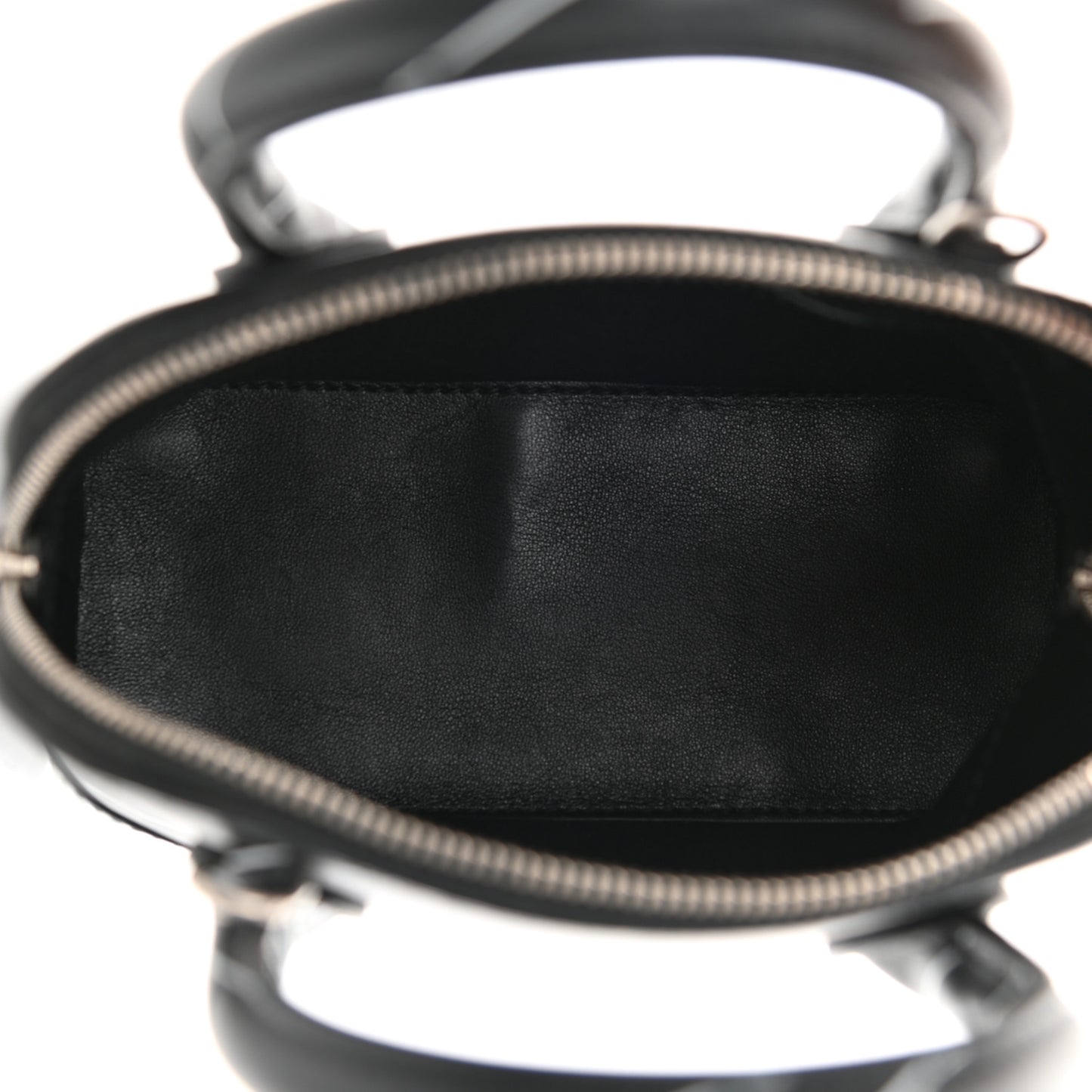 Calfskin Logo Print XXS Ville Top Handle Bag Black White