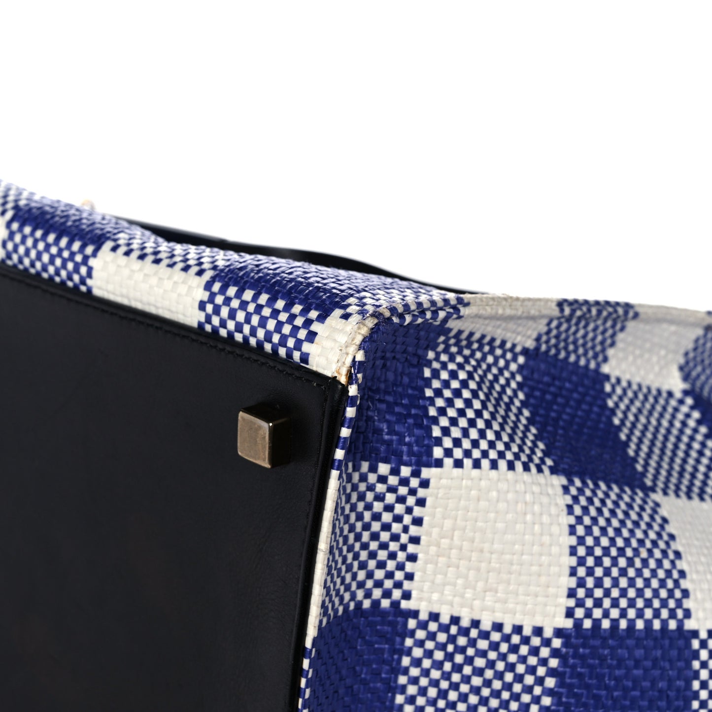 Gingham Woven Medium Phantom Luggage Cobalt