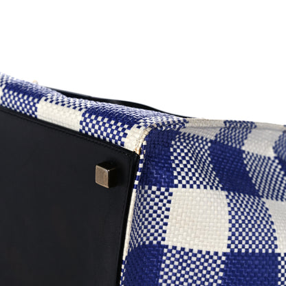 Celine Gingham Woven Medium Phantom Luggage Cobalt 8 of 17