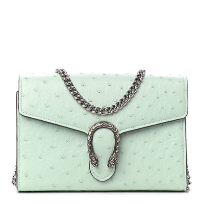 Gucci Ostrich Mini Dionysus Chain Wallet Light Green 1 of 9