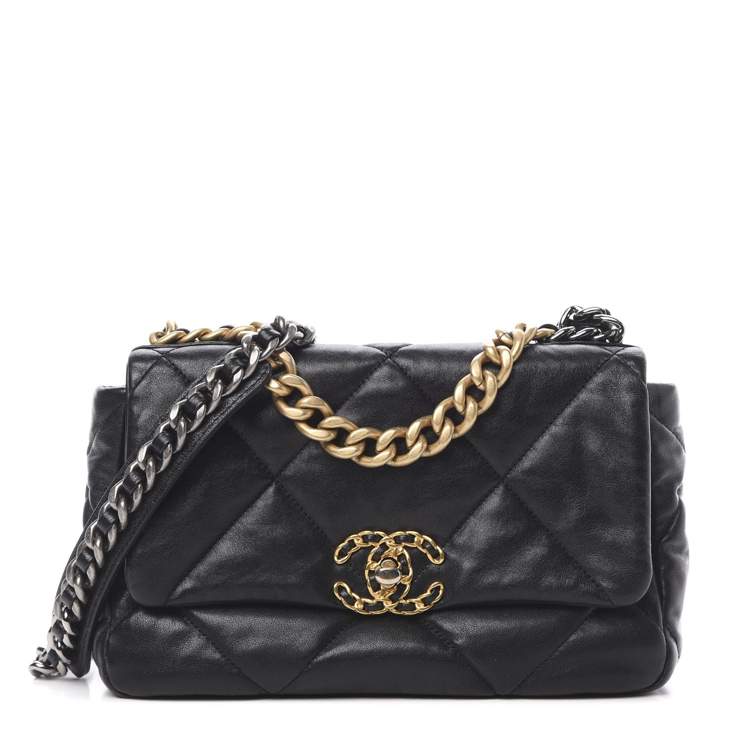 Chanel Lambskin Quilted Medium 19 Flap Black 1 of 12