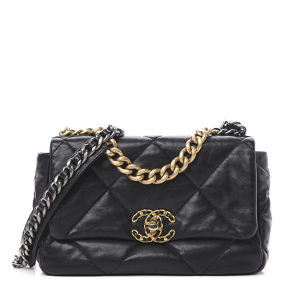 Chanel Lambskin Quilted Medium 19 Flap Black 1 of 12