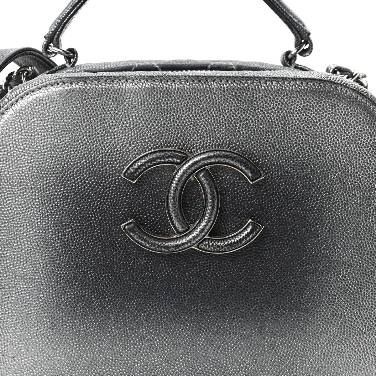 Chanel Metallic Caviar Small Coco Curve Vanity Bag Navy Blue Silver 7 of 9