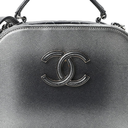 Chanel Metallic Caviar Small Coco Curve Vanity Bag Navy Blue Silver 7 of 9