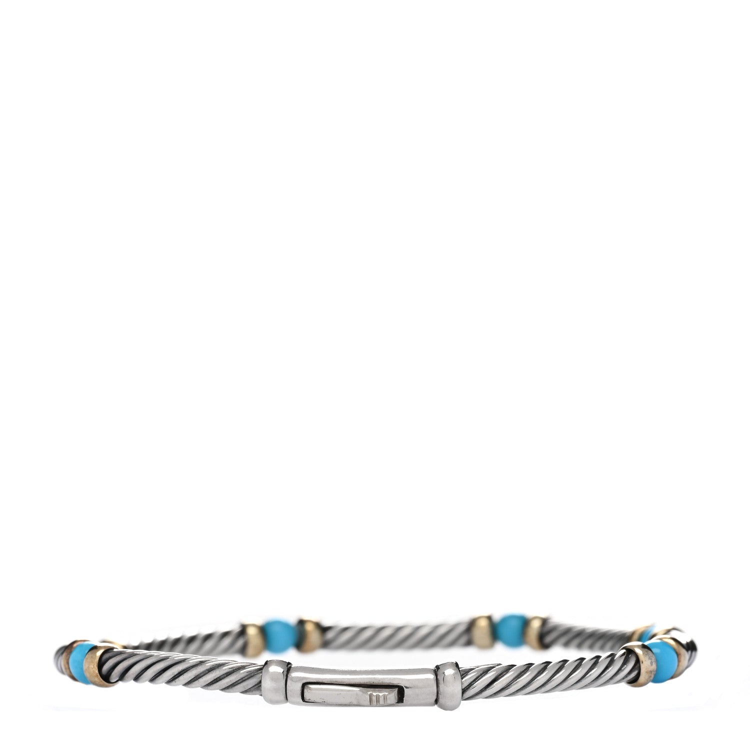David Yurman Sterling Silver 14K Yellow Gold Turquoise Hampton Bracelet 2 of 3