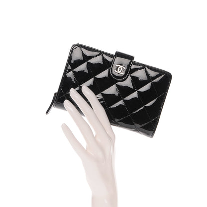 Chanel Patent Quilted Zip Pocket Wallet Black 2 of 8