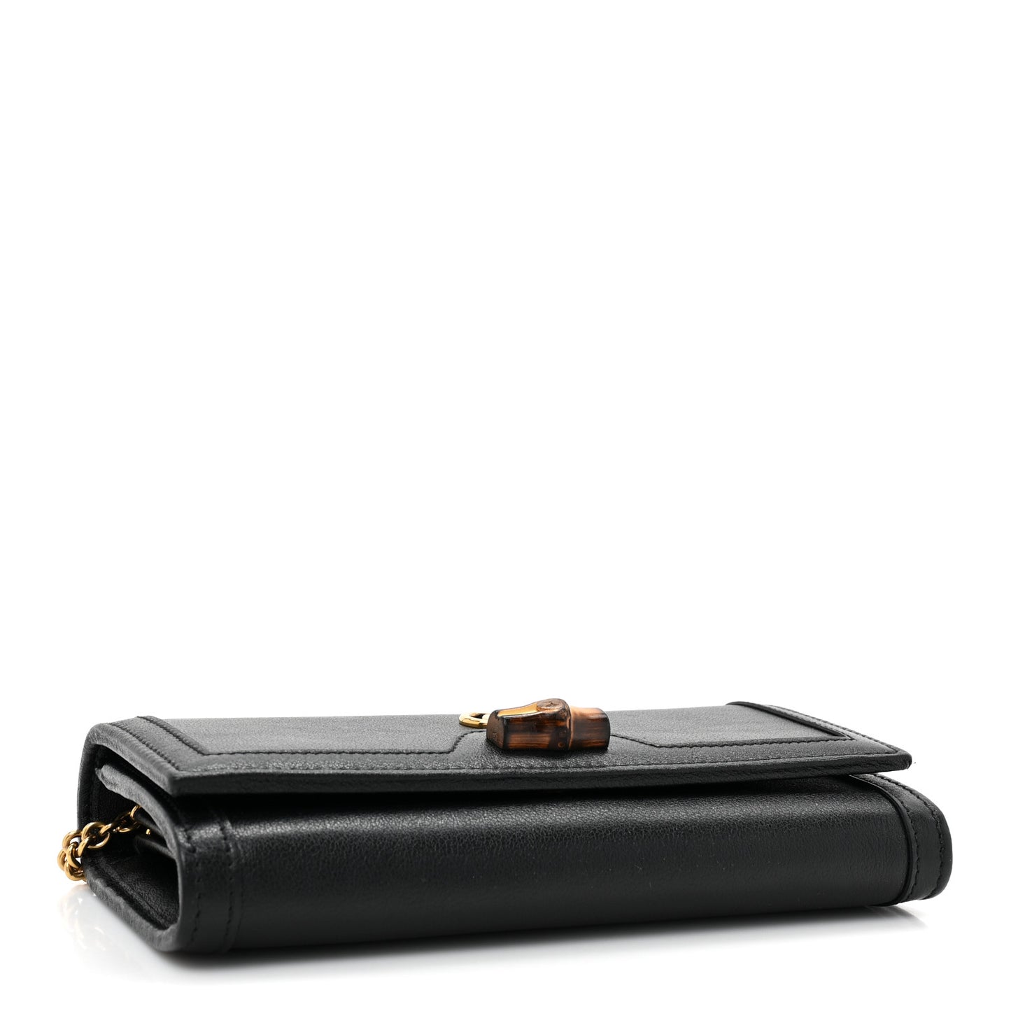 Wonka Grain Calfskin Diana Chain Wallet Black