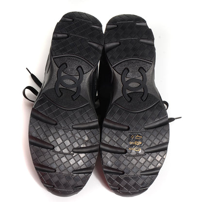 Chanel Suede Calfskin CC Black Sneakers 38.5 5 of 7