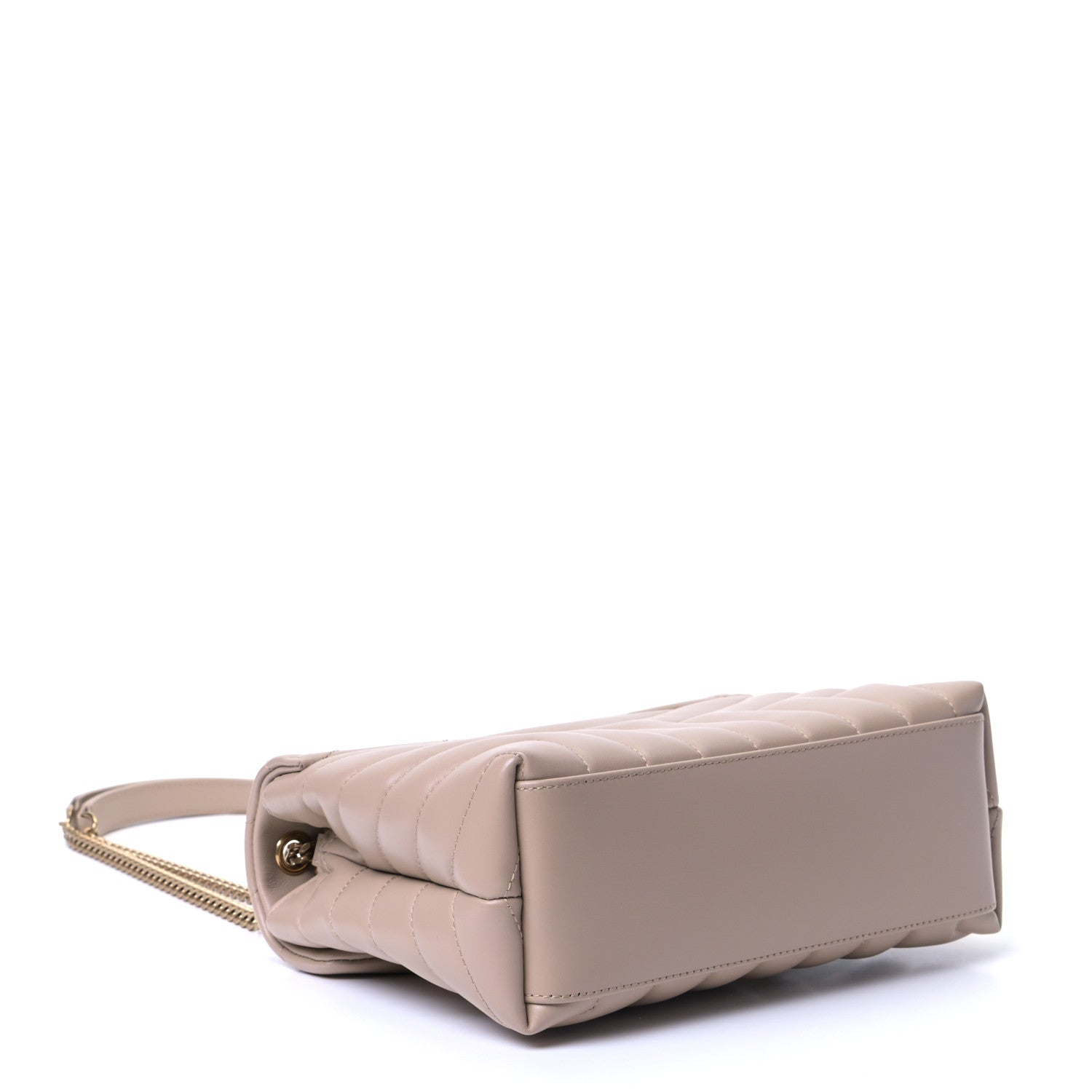 Saint Laurent Calfskin Y Quilted Monogram Small Loulou Chain Satchel Dark Beige 3 of 6