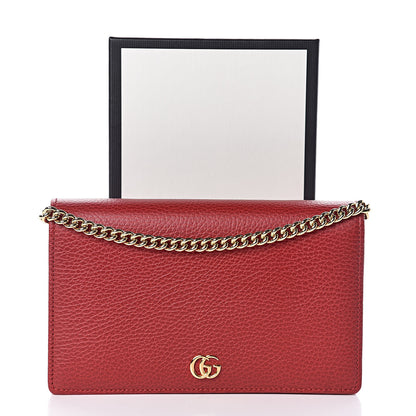 Gucci Dollar Calfskin Mini GG Marmont Chain Wallet Hibiscus Red 11 of 11