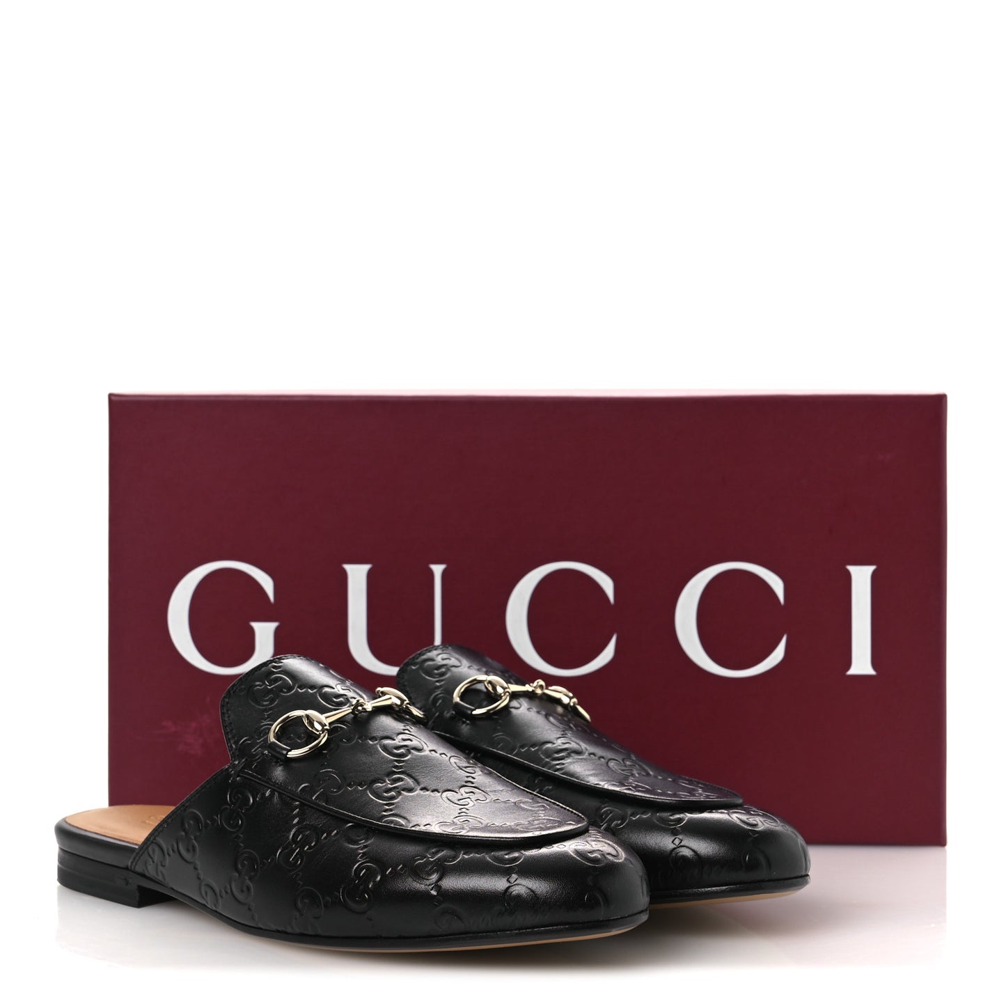 Glamour Calfskin Guccissima Womens Princetown Slippers 37.5 Black
