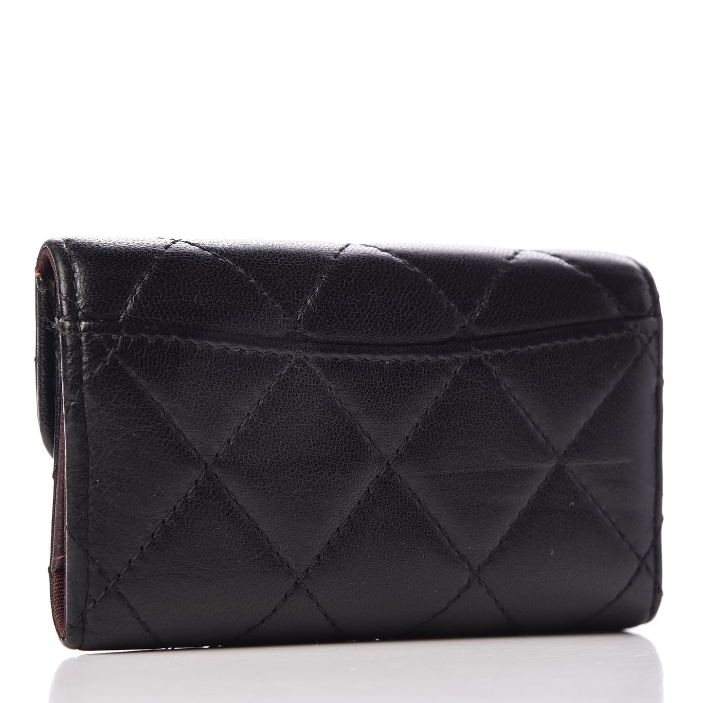 Lambskin Quilted 6 Key Holder Black